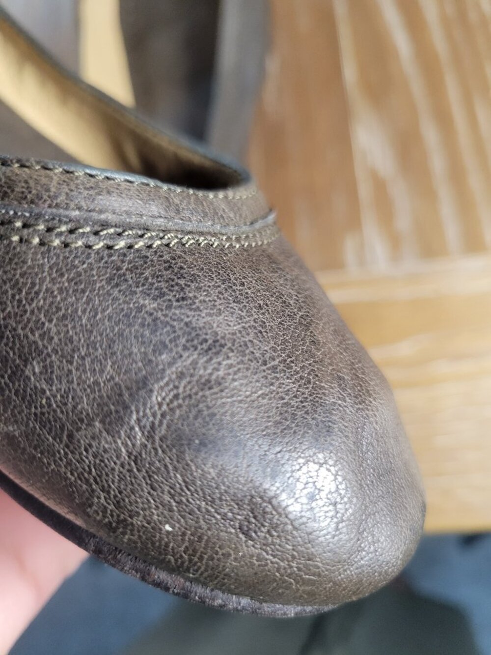 Frye Charcoal Gray Leather Ballet Flats Women's 8.5 B Round Toe Slip On - Picture 3 of 15